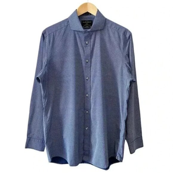 Black Brown 1826 Mens Dress Shirt Non Iron Egyptian Cotton Fitted Blue White 16 - Picture 1 of 14